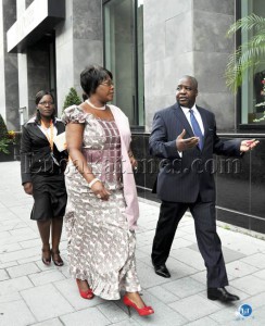 First Lady Dr Christine Kaseba with Zambia's High Commissioner to Canada Bob Samakai at Inter continental hotel in Canada