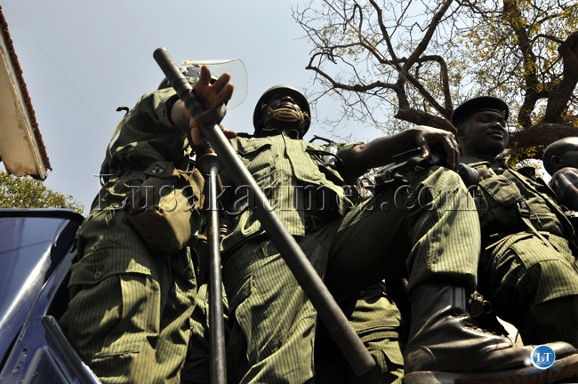 Police officers keep vigil on UPND cadres at Woodlands police station