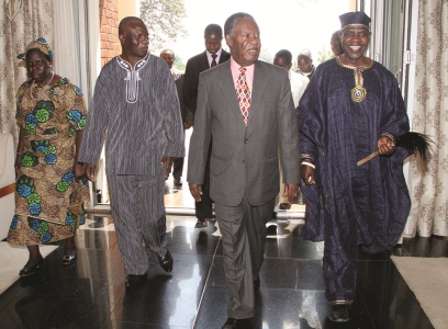 THREE chiefs from Petauke in Eastern Province led by Chieftainess Mwanjawanthu, Chief Sandwe and Chief Mumbi called on President Sata at State House President Micheal Sata with chieftainess Mwanjawanthu (left) with Chief Sandwe, And Chief Mumbi at Statehouse, the three chiefs from Petauke called on President Sata on tuesday afternoons