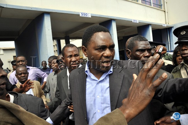 UPND president Hakainde Hichilema reacts after he was among the party officials teargassed at the Lusaka Central Police Station UPND president Hakainde Hichilema reacts after he was among the party officials teargassed at the Lusaka Central Police Station