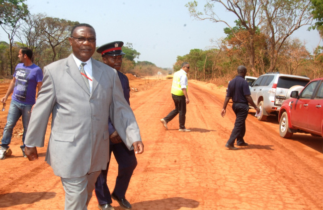 Luapula Province Minister Benson Kapaya inspecting the pedicle road project last week