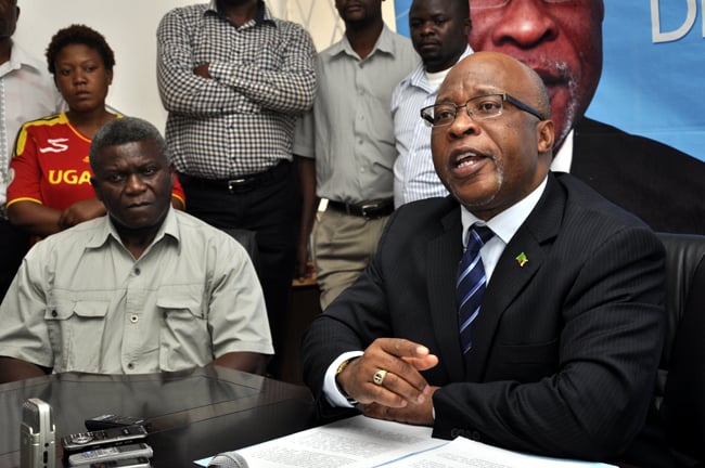 MMD president Dr Nevers Mumba speaking at a press briefing in Lusaka.