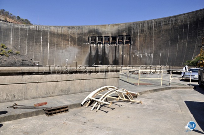 The dam wall at the Kariba North Bank Power station