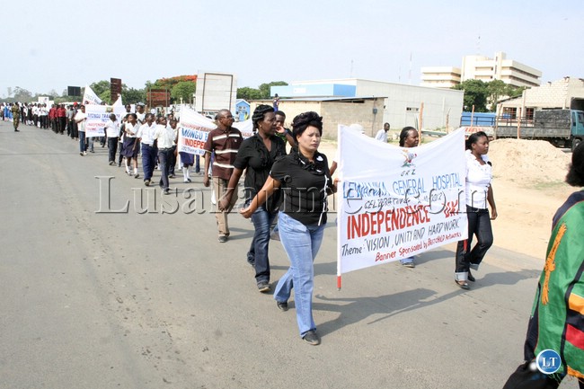Part of the marches that attended 48th independence celebrations in mongu yesterday Part of the marches that attended 48th independence celebrations in mongu yesterday