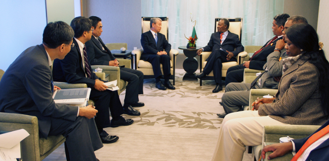 President Micheal Sata with Mr Akihiko Tanaka President of Japan international Cooperation Agency President Micheal Sata with Mr Akihiko Tanaka President of Japan international Cooperation Agency