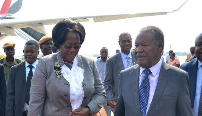 President Sata with First Lady when they arrived at this afternoon