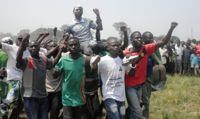 Steven Masumba for Patriotic Front (PF) lifted by PF cadres on his way to file for nomination Steven Masumba for Patriotic Front (PF) lifted by PF cadres on his way to file for nomination