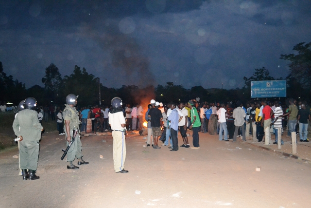 Students and Riot Police during the protest Students and Riot Police during the protest