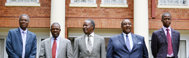 President Michael Sata with Agriculture and Livestock Minister Emmanuel Chenda, Justice Minister Wynter Kabimba, Defense Minister Geoffrey Mwamba and Home Affairs Minister Edgar Lungu after meeting with traditional leaders at State House President Michael Sata with Agriculture and Livestock Minister Emmanuel Chenda, Justice Minister Wynter Kabimba, Defense Minister Geoffrey Mwamba and Home Affairs Minister Edgar Lungu after meeting with traditional leaders at State House