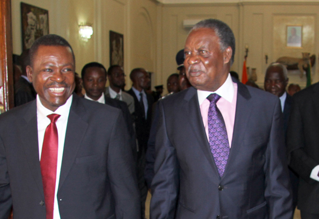 Sata with Wynter Kabimba at State House Sata with Wynter Kabimba at State House