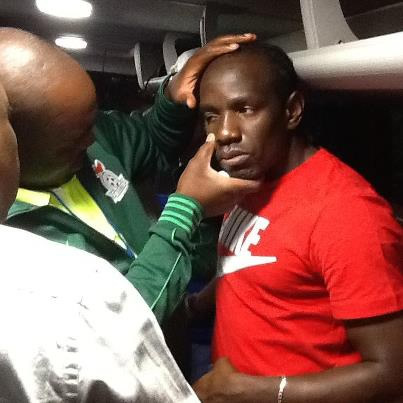 Kennedy Mweene being treated on the bus Kennedy Mweene being treated on the bus