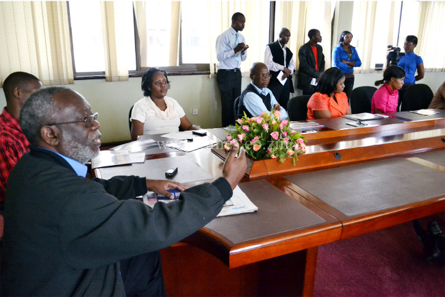 Labour Minister Fackson Shamenda addresses members of staff from ministry of Information and Broadcasting and ministry of Labour during the Bank of Zambia sensitization workshop on Kwacha rebasing at the Government complex Labour Minister Fackson Shamenda addresses members of staff from ministry of Information and Broadcasting and ministry of Labour during the Bank of Zambia sensitization workshop on Kwacha rebasing at the Government complex