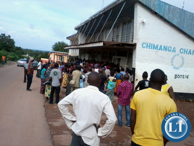 People in a queue for mealie meal in Chililabombwe this week People in a queue for mealie meal in Chililabombwe this week