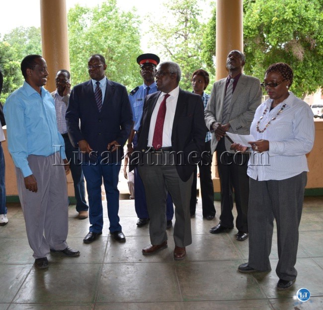 Tourism and Arts acting Permanent Secretary Monde Gwaba, Local Government and Housing Permanent Secretary Bernard Namachila, Deputy Secretary to Cabinet Peter Kasanda, Southern Province Permanent Secretary Chileshe Mulenga and Livingstone Museum director Vincent Katanekwa (far left) at Livingstone Museum recently