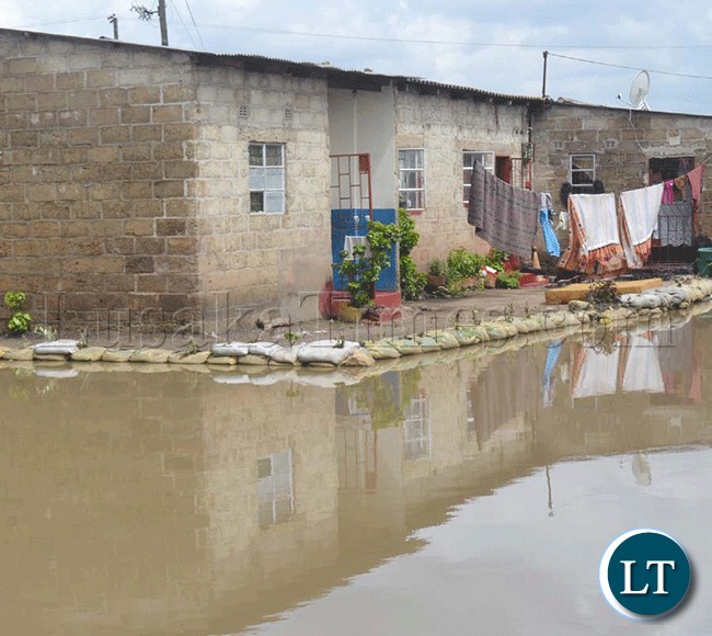 The heavy rainfall being experienced in some parts of the country such have caused severe floods. Here, a house being surrounded by flood of stagnate rainwater in Kanyama Township