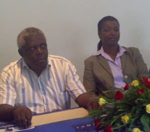 Major Kachingwe and Mrs. Namugala at the news briefing