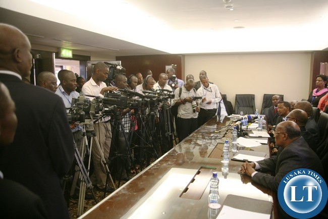 Journalists cover former Zambian President Rupiah Banda’s Press conference