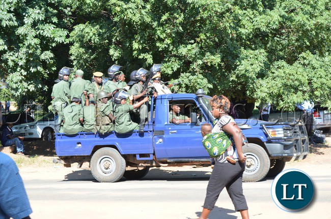 Police Patrol Streets in Livingstone following riots