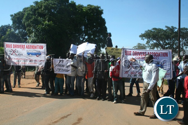 Minibus and Taxi Drivers matching in protest over the loss of business due to a high number of unregistered Taxis alleged to be pirating in Town bringing down their business despite them paying tax and other lawful levies.