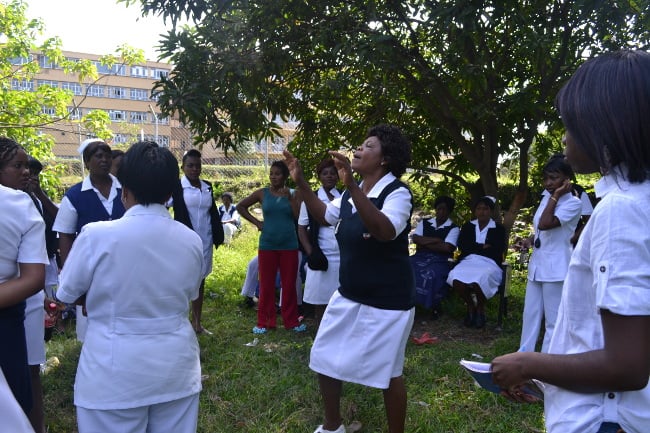 Protesting nurses at Kitwe Central Hospital (KCH)