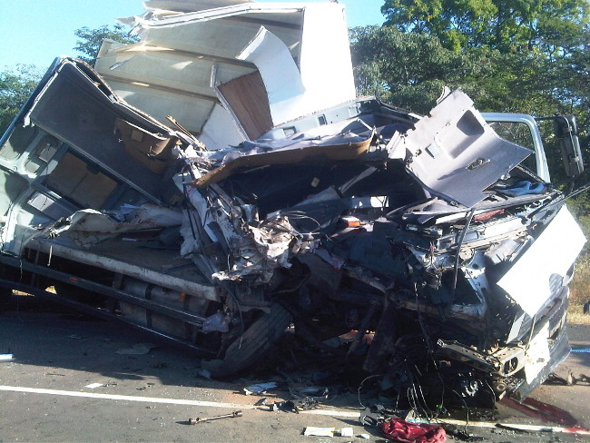 Zambian Truck Reg no. ALE 7352 after the bodies were retrieved