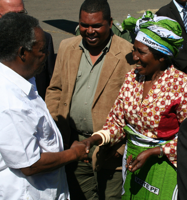 Inonge Wina Welcoming President Sata in Mongu