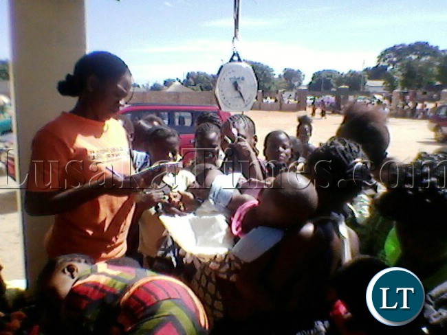MOTHERS waiting to have their under five children weighed at Kaoma District Hospital last week