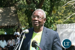 MINISTER of Health Dr. Joseph Kasonde gives his speech during the Zambia and Zimbabwe (ZamZim) joint World malaria day commemoration at Mukuni Park in Livingstone