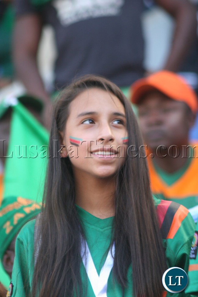 A soccer fan during Zambia vs Lesotho game. Picture by Jean Mandela