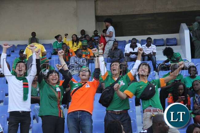 Chipolopolo fans giving their support