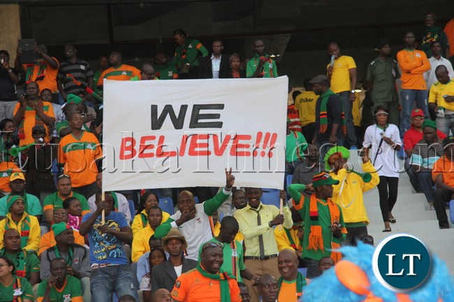 Chipolopolo fans giving their support