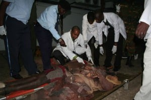 Doctors at Kabwe general hospital certifying the bodies of the Mailoni brothers at the mortuary