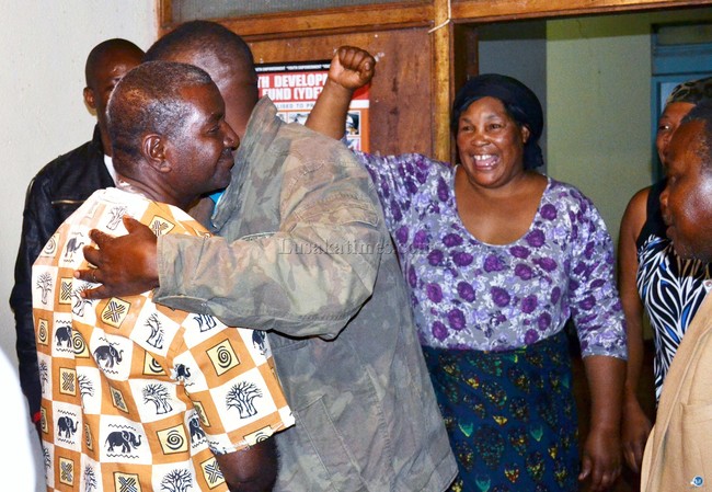 Mr Ngoma is congratulated after winning the by-election
