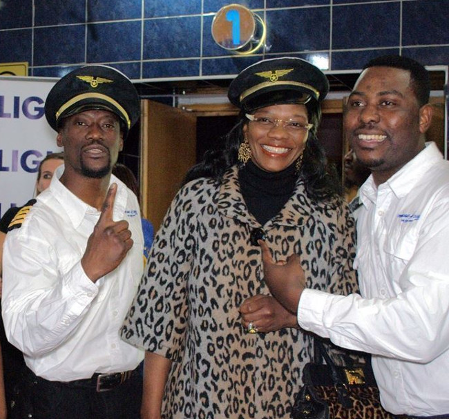 Minister of Tourism and Arts Hon. Sylvia Masebo with Proflight zambia ambassadors Petita Mwanza, Cactus Agony and Slap Dee - Copy