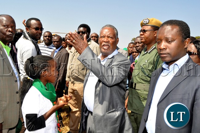 President Michael Sata upon arrival at Mkushi Farming centre to drum up Support for PF Parliamentary Candidate Ingrid Mphande on July 18,2013-Picture by THOMAS NSAMA
