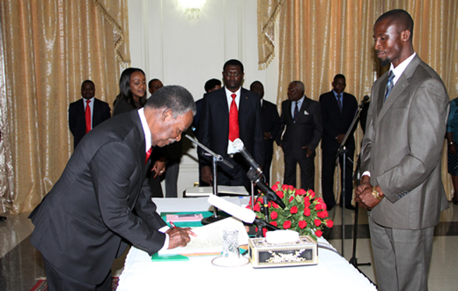 Chinga Miyutu being sworn in as Deputy Minister