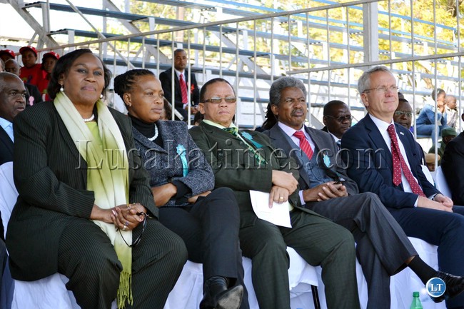 Diplomats accredited to Zambia watch proceedings at the official opening of the Zambia Agriculture and Commercial Show in Lusaka