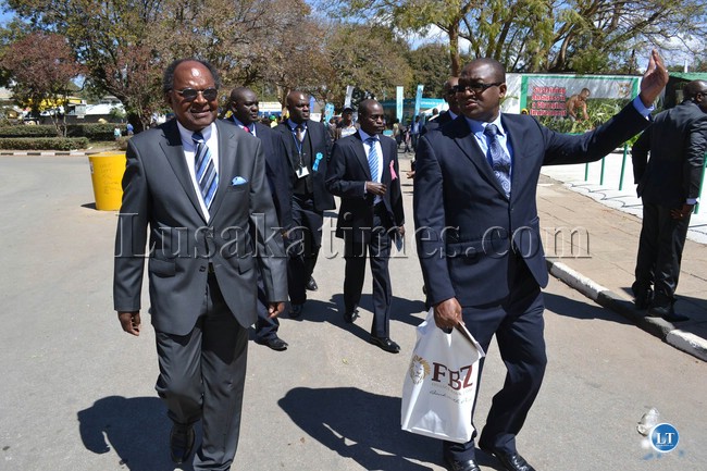 Bank of Zambia Governor Michael Gondwe and a team from the central bank visit stands at the Lusaka Showground