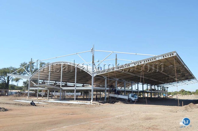 The roof of the International Bus Terminus under construction at Villa Grounds Livingstone