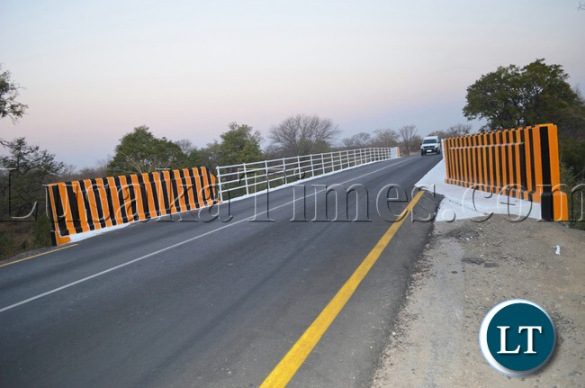 A newly upgraded Maramba River Bridge along Mosi-oa-tunya road in Livingstone in readiness for UNWTO conference