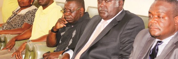 FROM left: Lusaka Province Women chairlady Margaret Mumba, Lusaka deputy mayor Mulenga Sata, PF member of central committee Samuel Mukupa, President Sata’s campaign manager Willie Nsanda and Lusaka Province chairperson Horace Longwe during the Patriotic Front Lusaka Province 2nd provincial consultative meeting at Nakatindi Hall