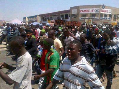 PATRIOTIC Front (PF) cadres carry a mock coffin in protest against the continued stay of Wynter Kabimba as the ruling party’s secretary-general in Lusaka
