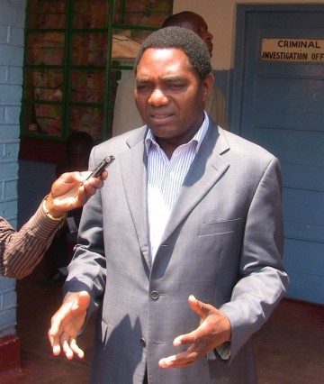 UNITED Party for National Development (UPND) President Hakainde Hichilema at Kasama POlice Station when he and his entourage intended to pay a courtesy-call on Paramount Chief Chitimukulu  in Kasama(Picture coutesy ZANIS)