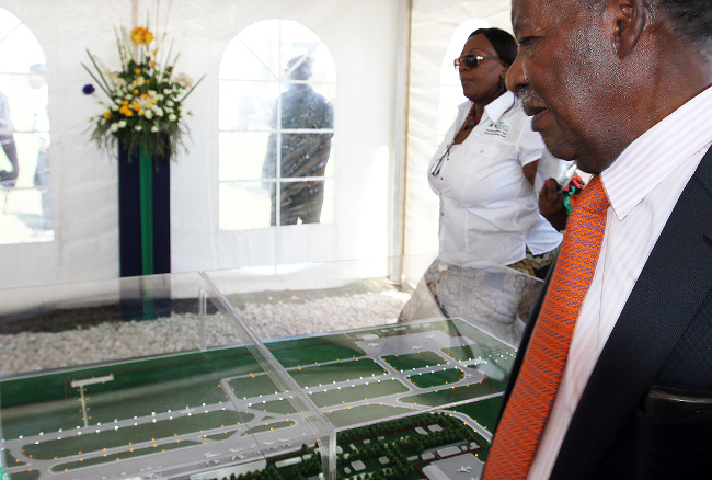 FILE: President Sata views the New Terminal Model of KK international airport