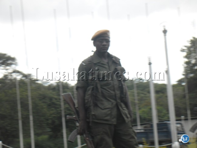 A Police Officer keeping vigil inside Mulungushi during the PF Lusaka District Conference