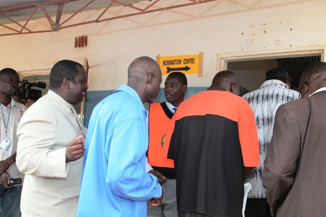 United Party for National Development candidate,Jonas Shakafuswa arrives at the nomination center during the nomination of candidates in Katuba.