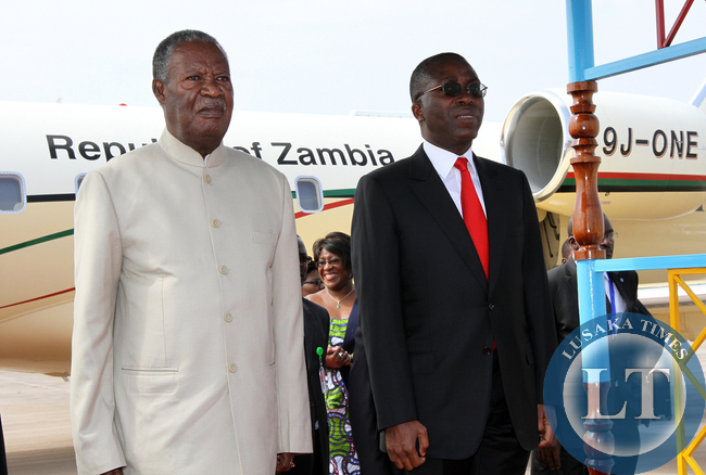 President Sata with Congolese Minister Matata Mponyo