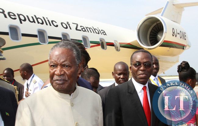 President Sata with Congolese Minister Matata Mponyo