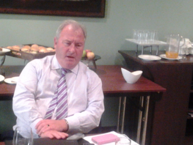 Trafigura Head of Corporate Affairs Andrew Gowers speaking at a media roundtable at Raddison Blu Hotel in Lusaka