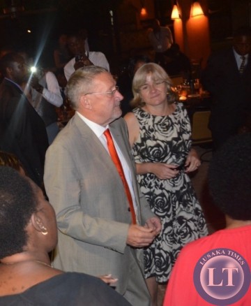 Vice President Guy Scott (left) and his wife Charlotte (right) dances during a dinner hosted for delegates attending the ongoing 3rd International Association of Prosecutors (IAP) Conference for the Africa-India Ocean Region at Zambezi Sun Hotel in Livingstone